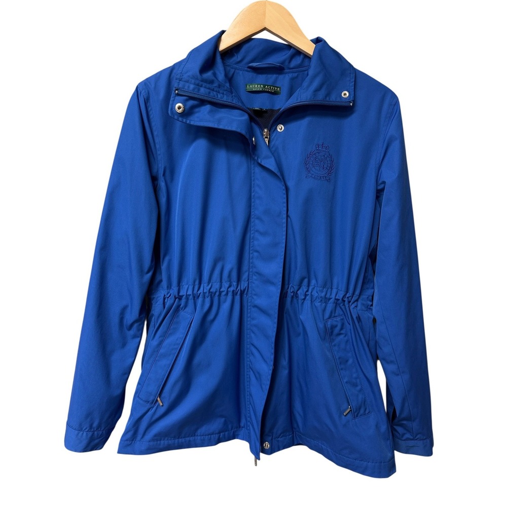 Lauren Active Ralph Lauren Utility Jacket Women S Royal Blue Cinched Waist Crest